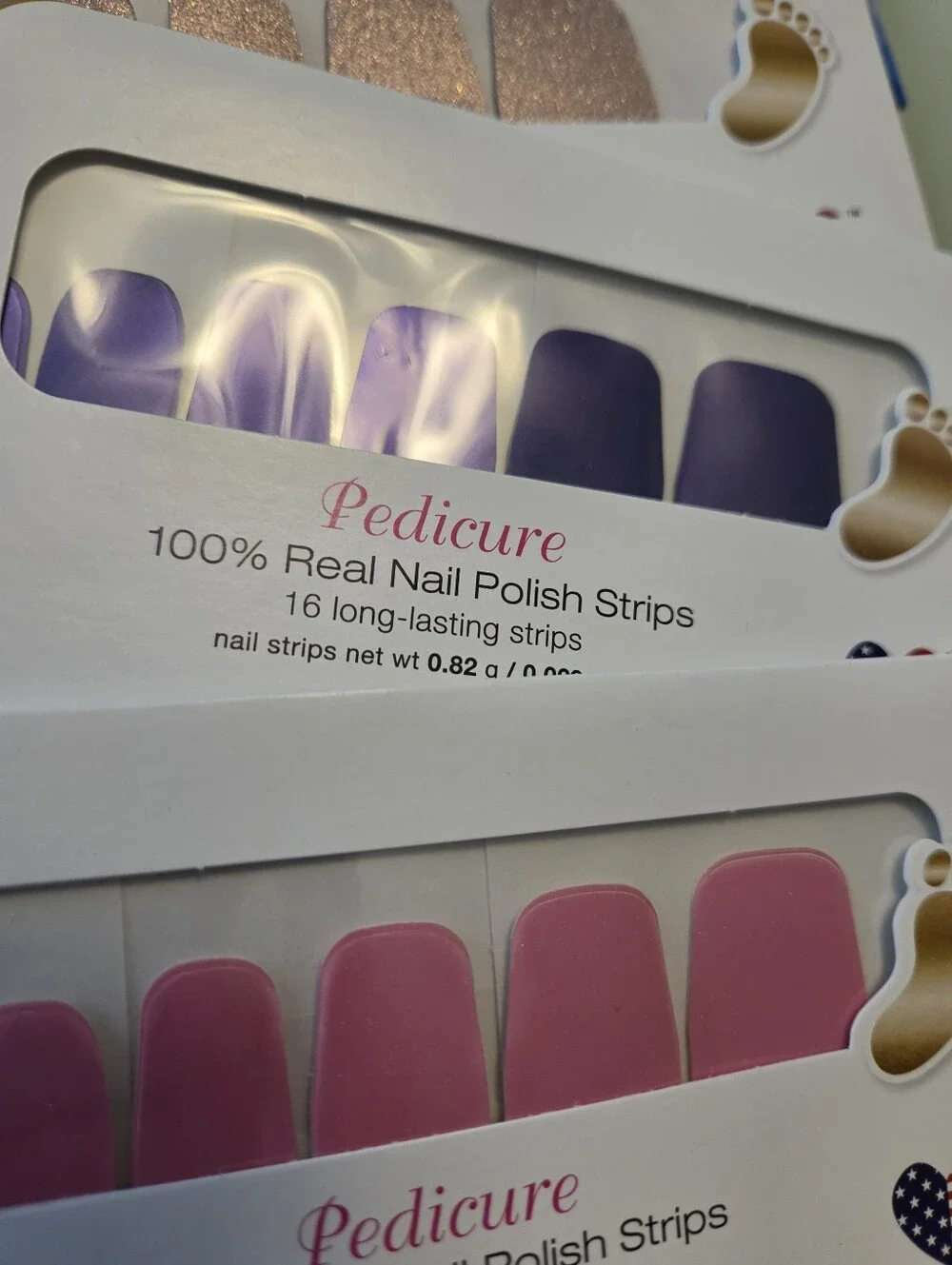 Color Street Pedicure Nail Strips — Pink, Purple, Blue & Gold Tones NEW 4 Sets